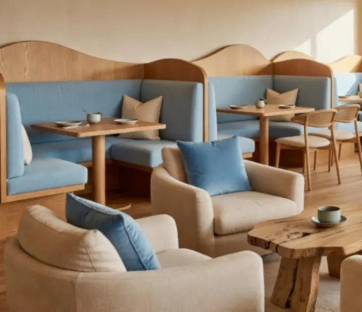 Comfortable seating areas at The Quiet Bluff restaurant